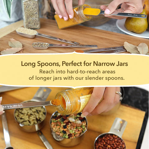 Fits narrow jars for easy ingredient transfer
