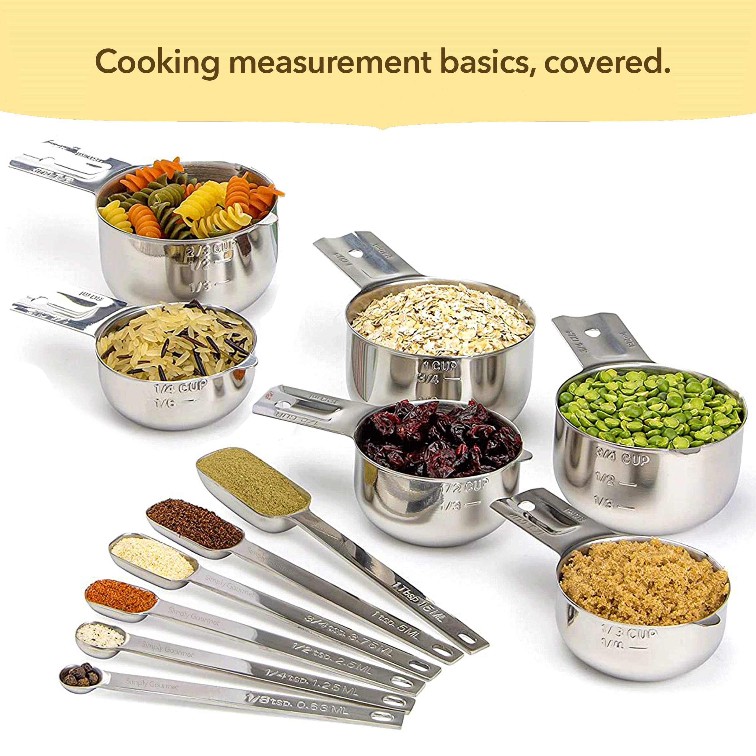Simply Gourmet stackable measuring set keeps sizes organized and easy to reach.
