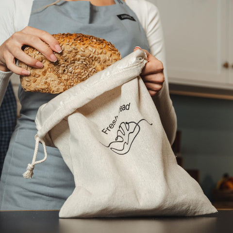 Simply H&K linen bread bags inner lining preserves crust crispness.