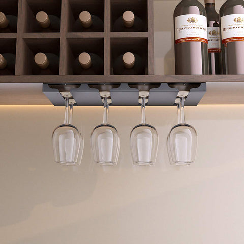 SIMVE 4-row stemware rack fits under cabinet for easy access and drying.