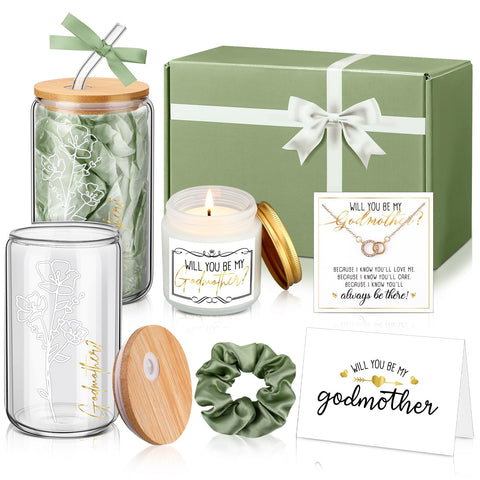 Singhoow godmother gift set 16oz glass cup, ideal for daily beverages and thoughtful gifting.