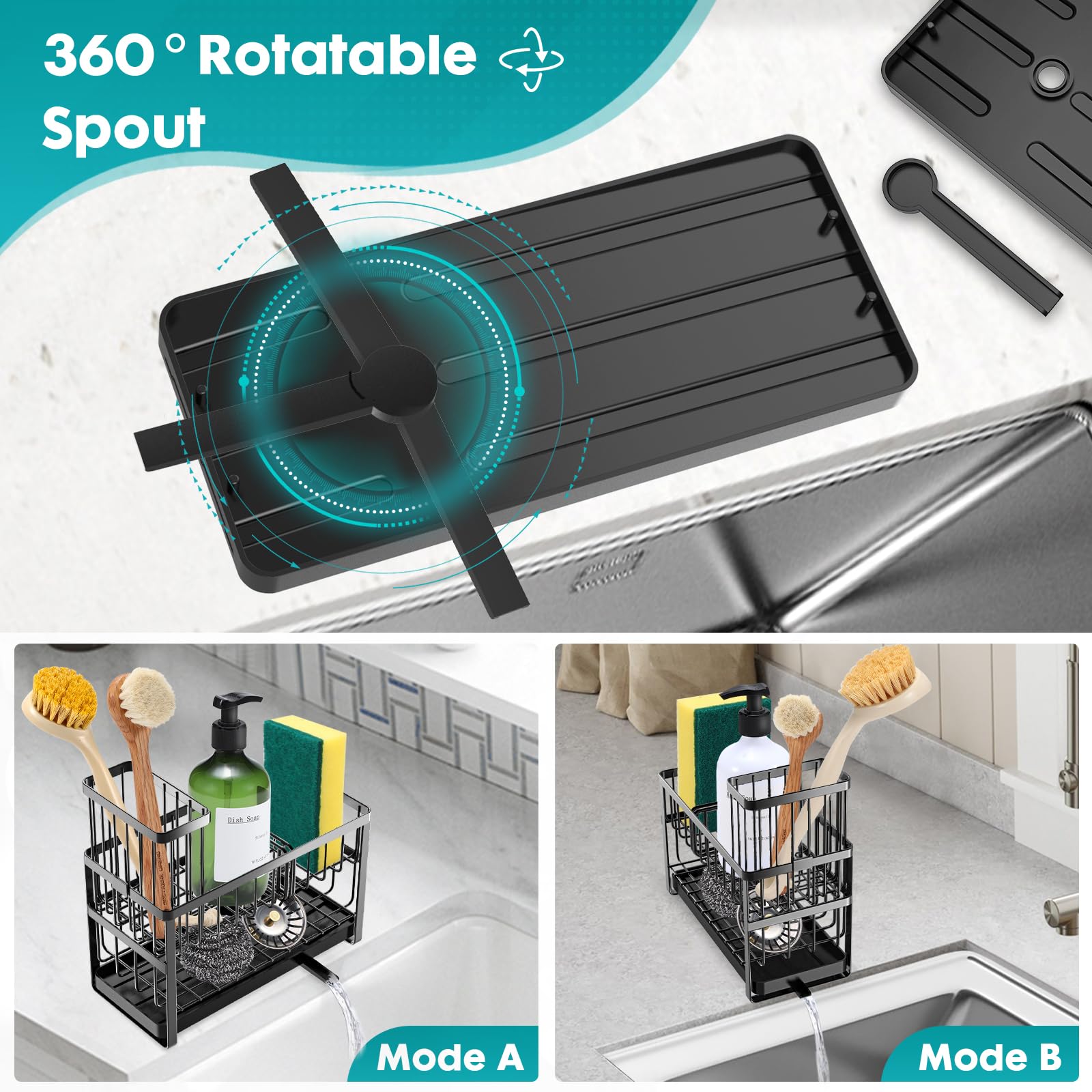 Sinnsally 2-tier sink caddy adds space for bottles and tools.