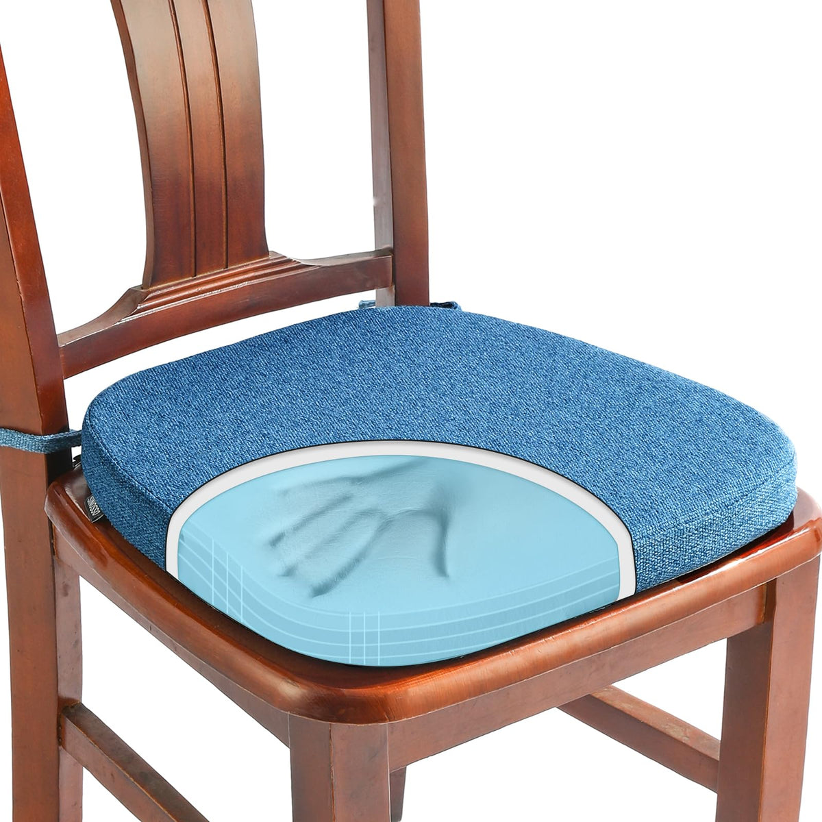SINOSSO memory foam chair cushion in blue 16w-16d for dining comfort.