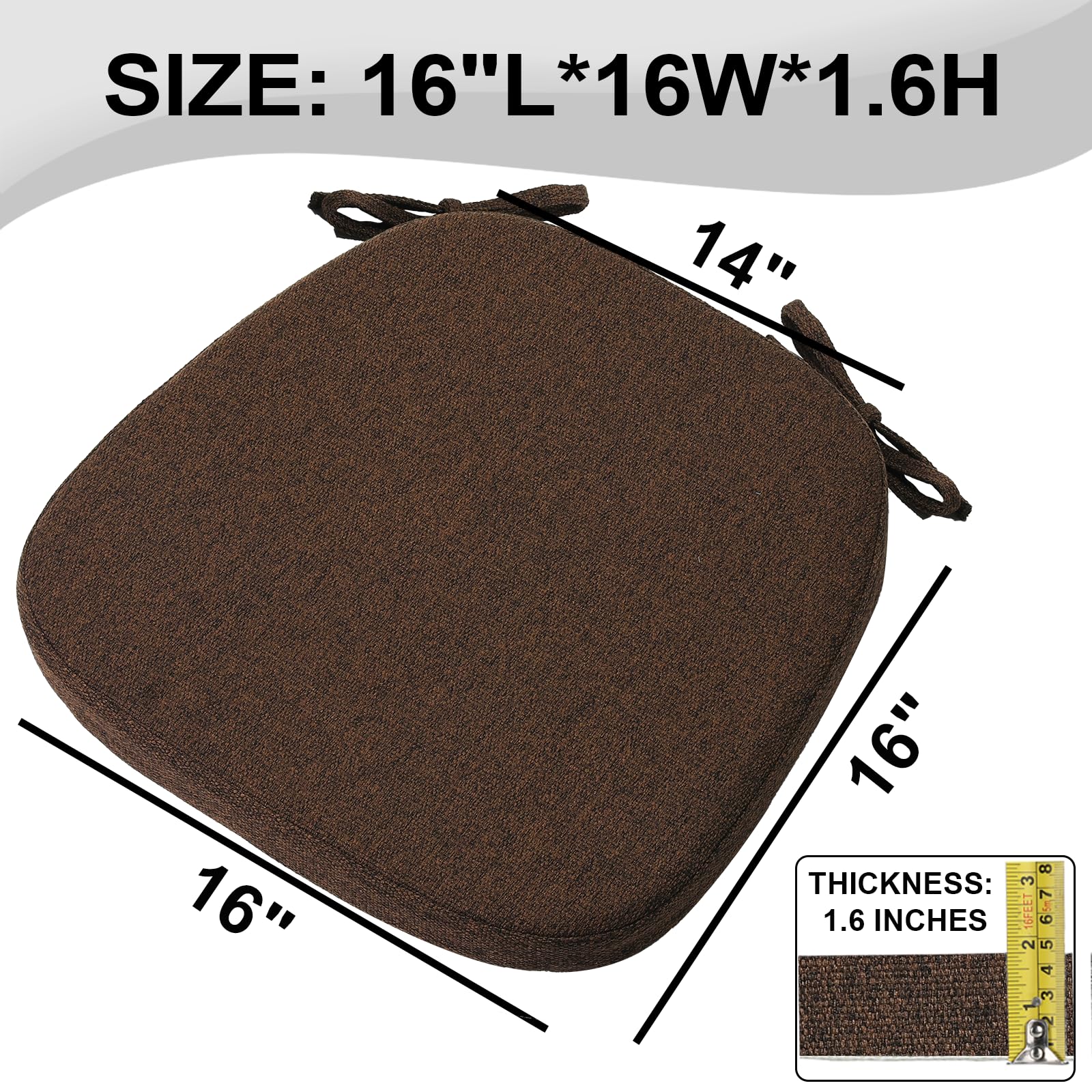 Silicone anti-slip bottom anchors the cushion on dining chairs