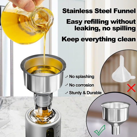 SINYWAY includes six pourers and a funnel for easy filling