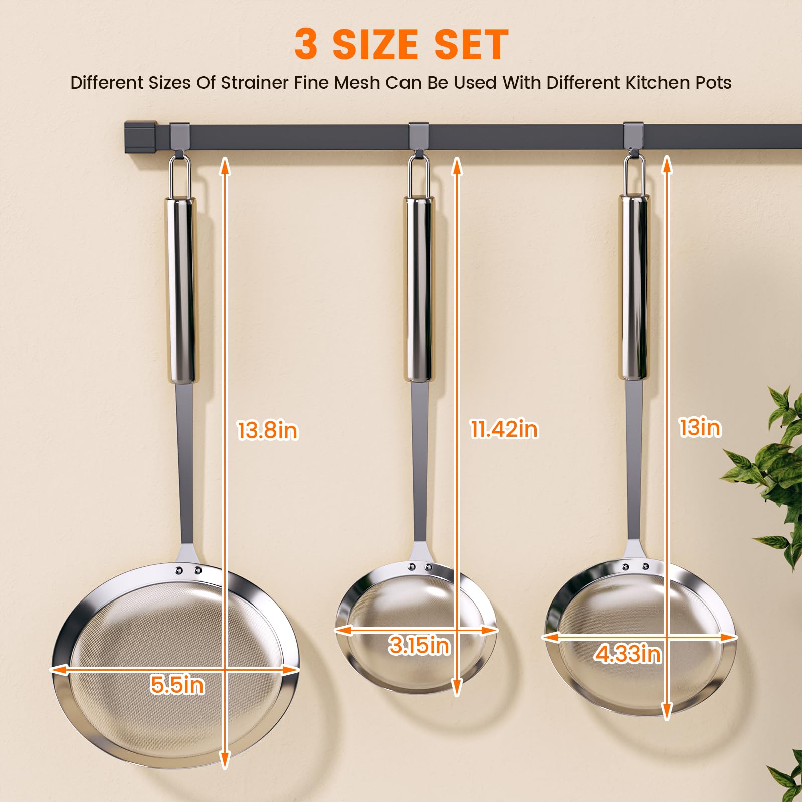 SIONLANG skimmer with hanging hole and dishwasher-safe design for easy storage.