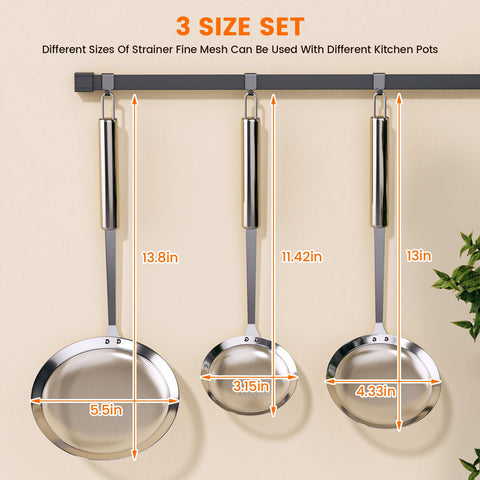 SIONLANG skimmer with hanging hole and dishwasher-safe design for easy storage.