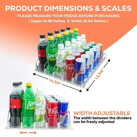 Sip Sort upgraded drink organizer top view highlights five-row capacity for cans.