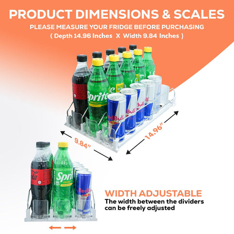SIP SORT Upgraded Fridge Drink Organizer height boost prevents spills and tipping.