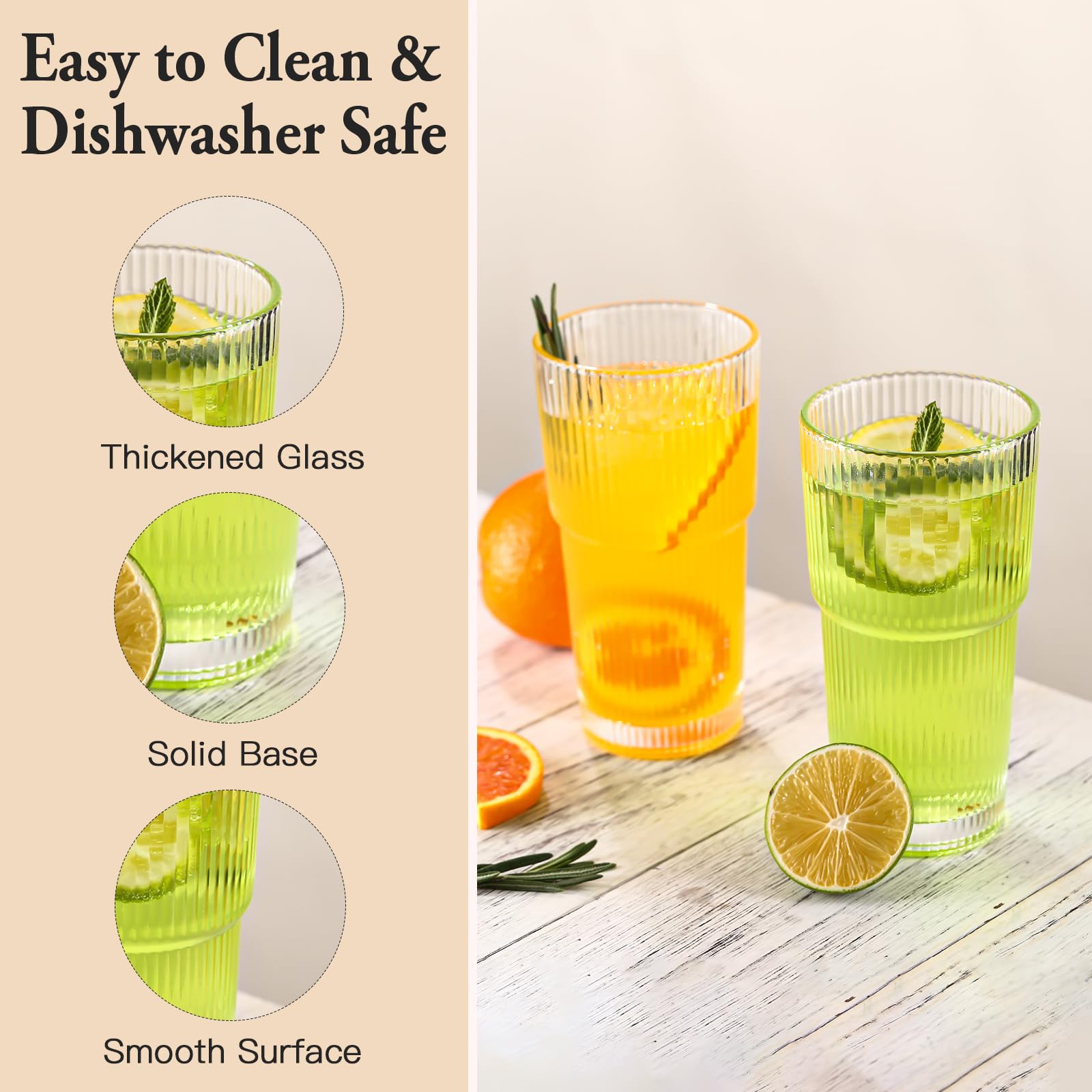 SIPBYSOP wide-mouth glass cups are easy to clean and maintain