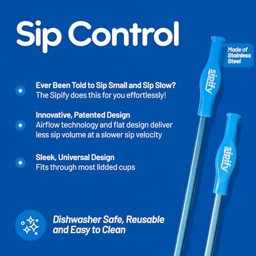 Sipify Flow-Limiting Dysphagia Straw's stainless steel body offers durability and easy cleaning.
