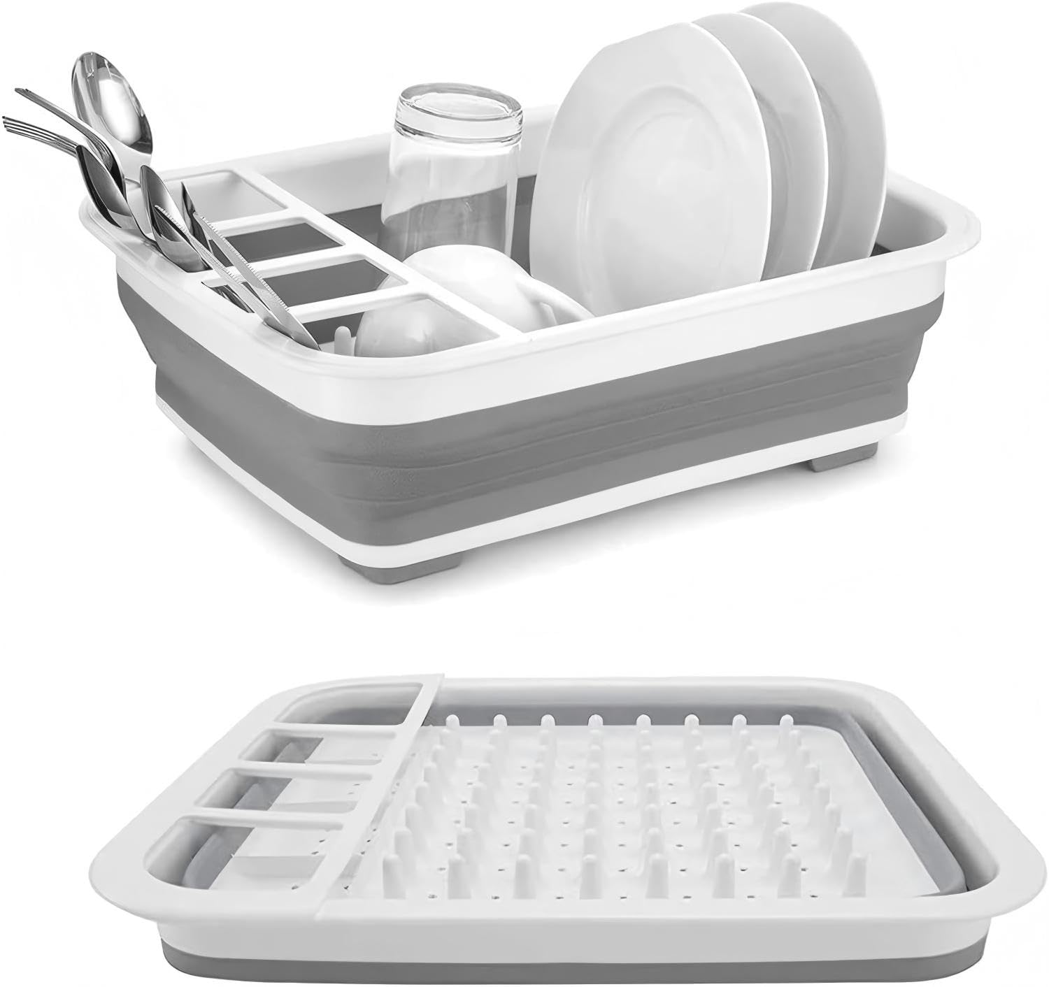 Sipobuy collapsible dish drainer setup on counter showing compact drying space