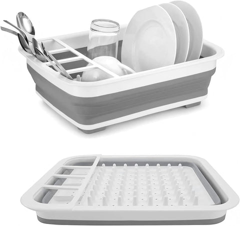 Sipobuy collapsible dish drainer setup on counter showing compact drying space