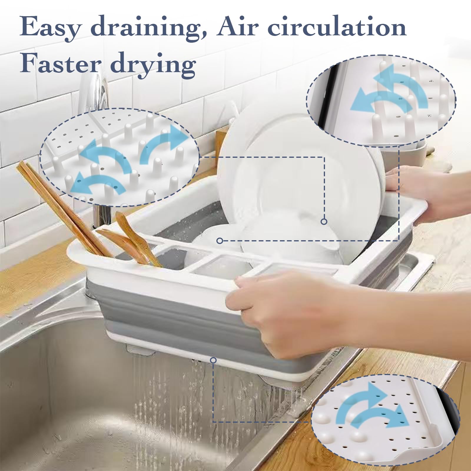 Sipobuy dish drainer on kitchen counter with drying area and non-slip surface