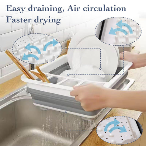 Sipobuy dish drainer on kitchen counter with drying area and non-slip surface
