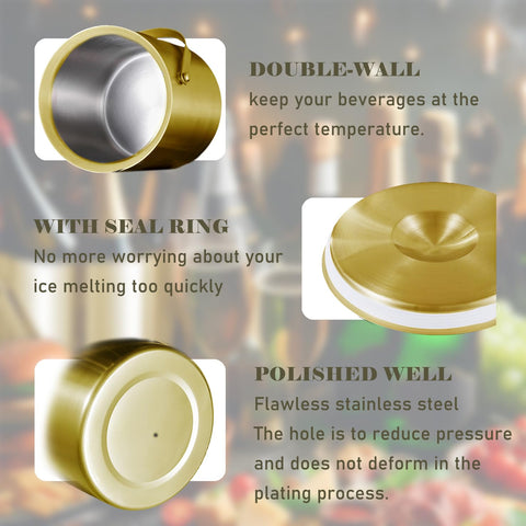 Sipoyen gold ice bucket includes tong for simple ice serving
