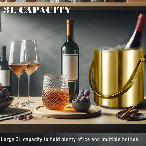 Sipoyen gold ice bucket with handle for easy transport at parties