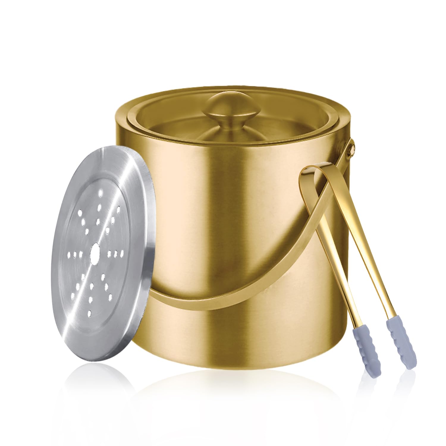 Sipoyen gold ice bucket with lid keeps ice ready for cocktails