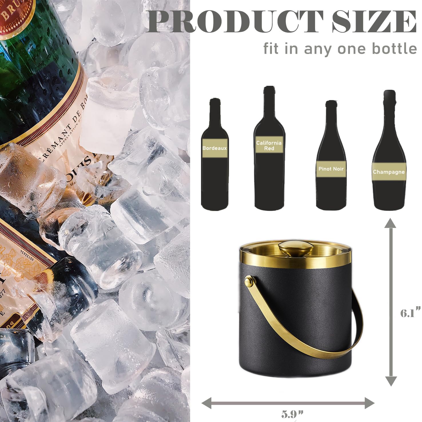 Sipoyen ice bucket with lid and tong supports convenient ice serving.