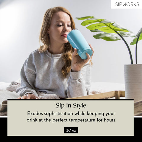 Sipworks tumbler showing double-wall insulation to keep beverages cold or hot.
