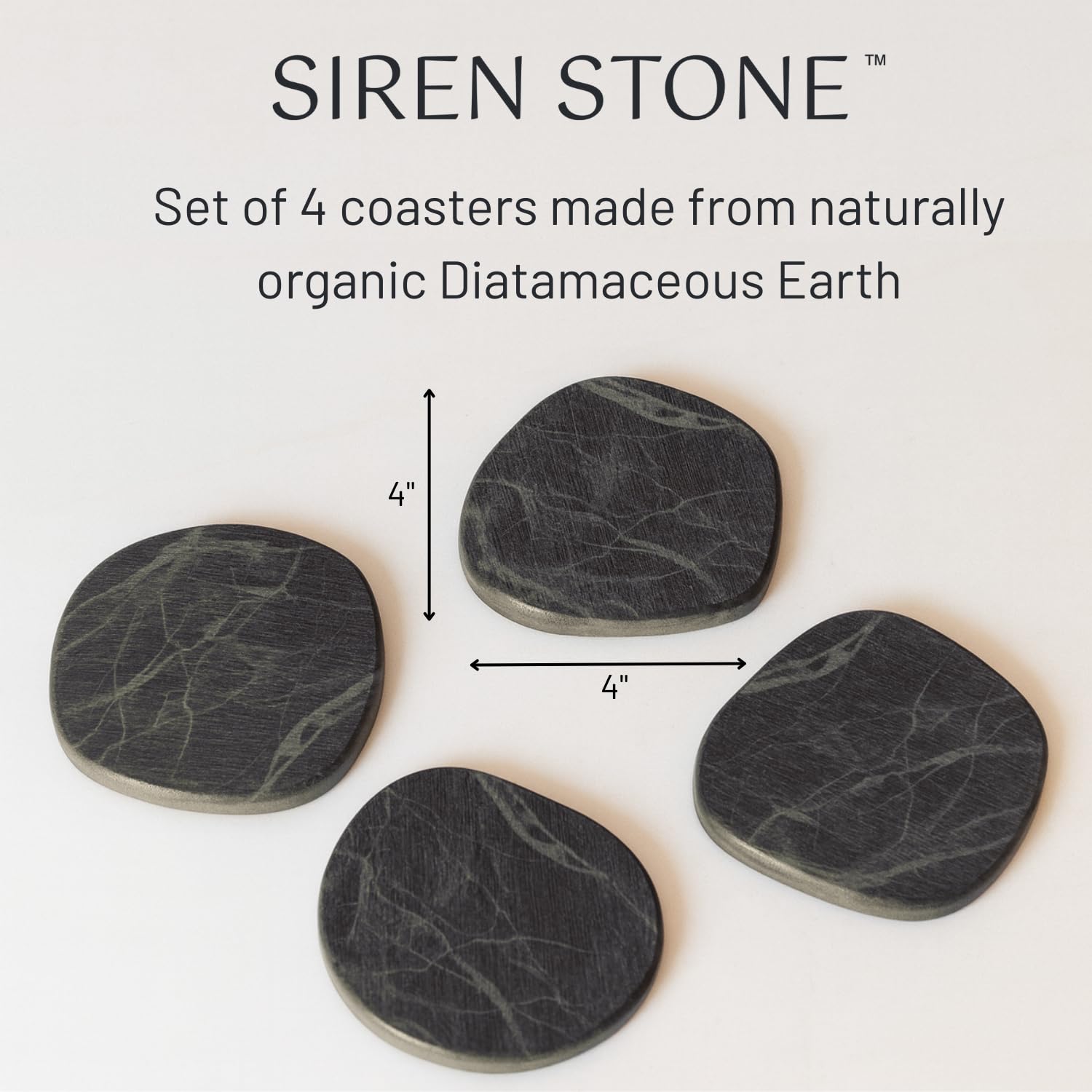 Siren Stone coaster demonstrates 150% absorbency for quick drying.