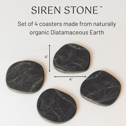 Siren Stone coaster demonstrates 150% absorbency for quick drying.