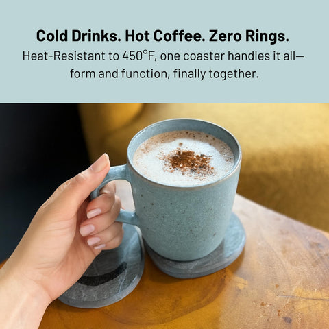 Siren Stone coasters double as trivets and stylish desk accents.