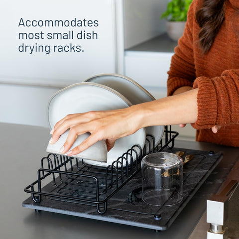 Siren Stone drying mat on counter with steel feet for elevated airflow.