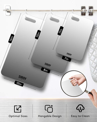 Sirov titanium cutting board for fruits and vegetables, easy to wipe clean.
