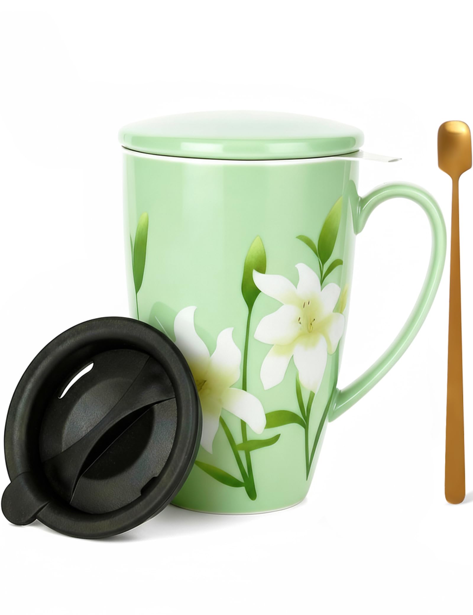 SISETOP 17 oz mug with infuser and ceramic lid for bold loose-leaf tea at home.