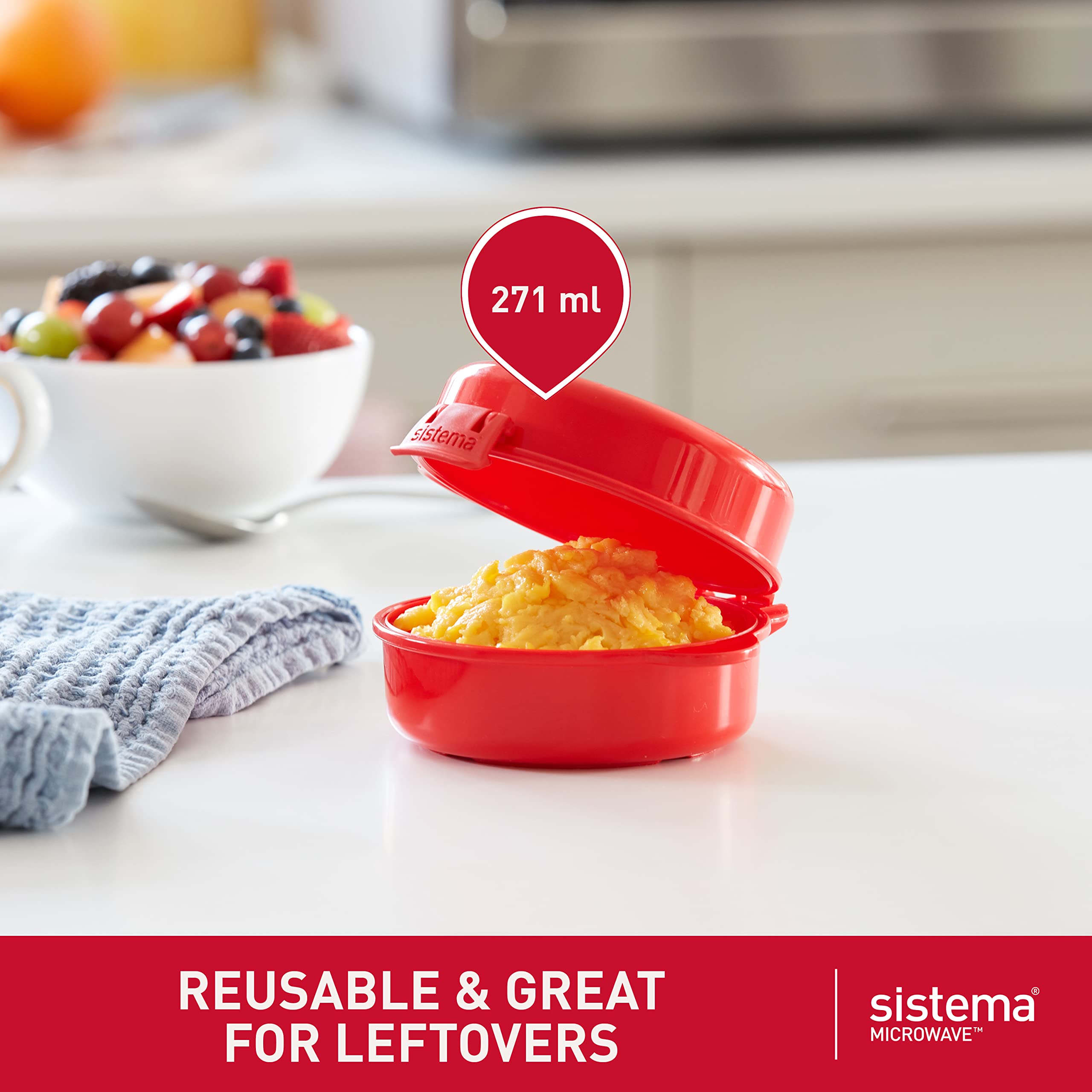 Sistema Easy Eggs dimensions shown for compact countertop storage
