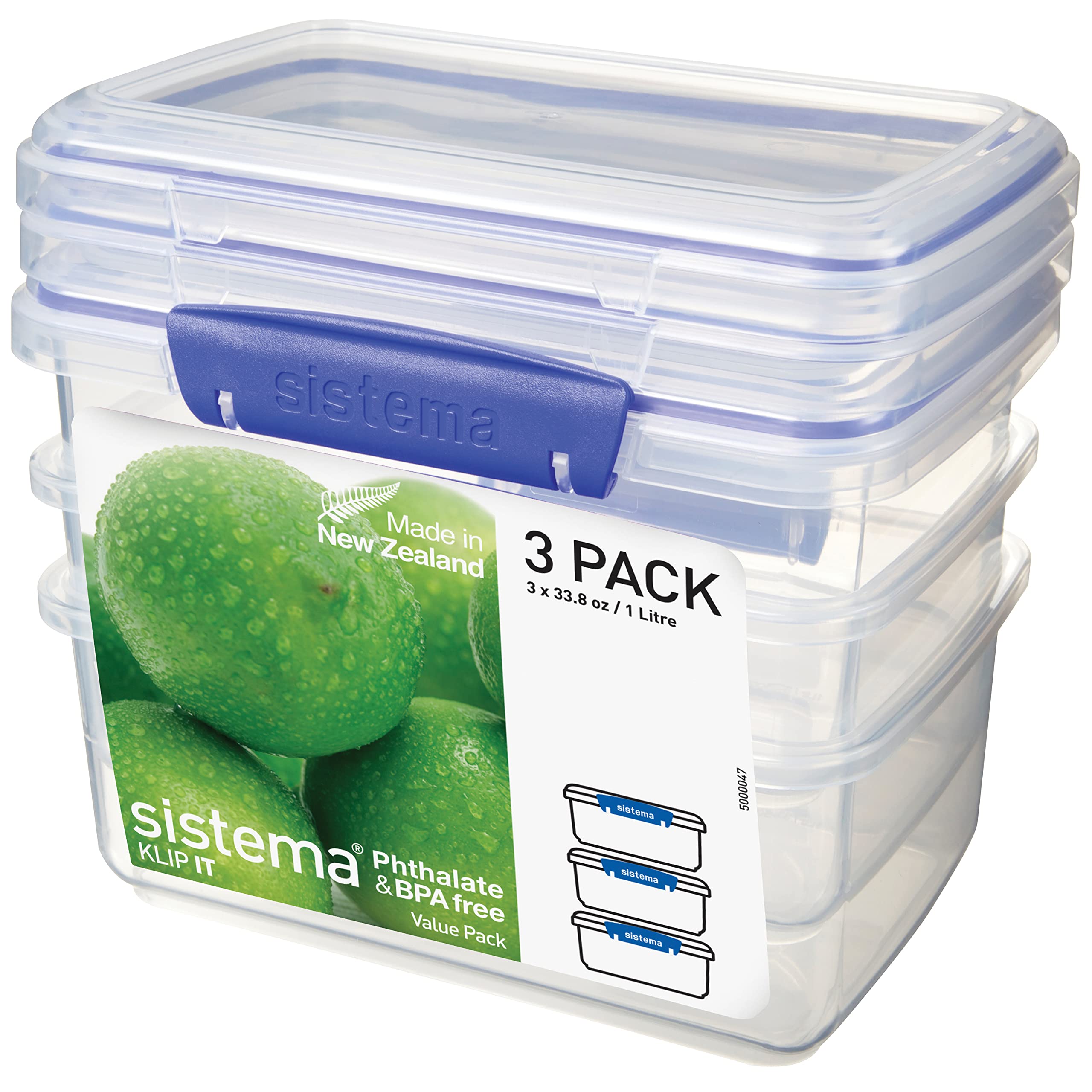 Sistema KLIP IT 1L rectangular container, front view, ideal for grab-and-go meals.