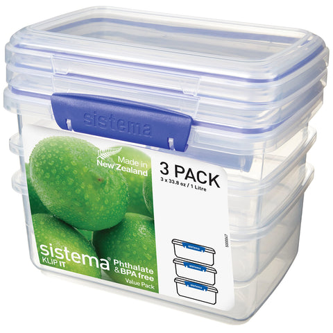 Sistema KLIP IT 1L rectangular container, front view, ideal for grab-and-go meals.
