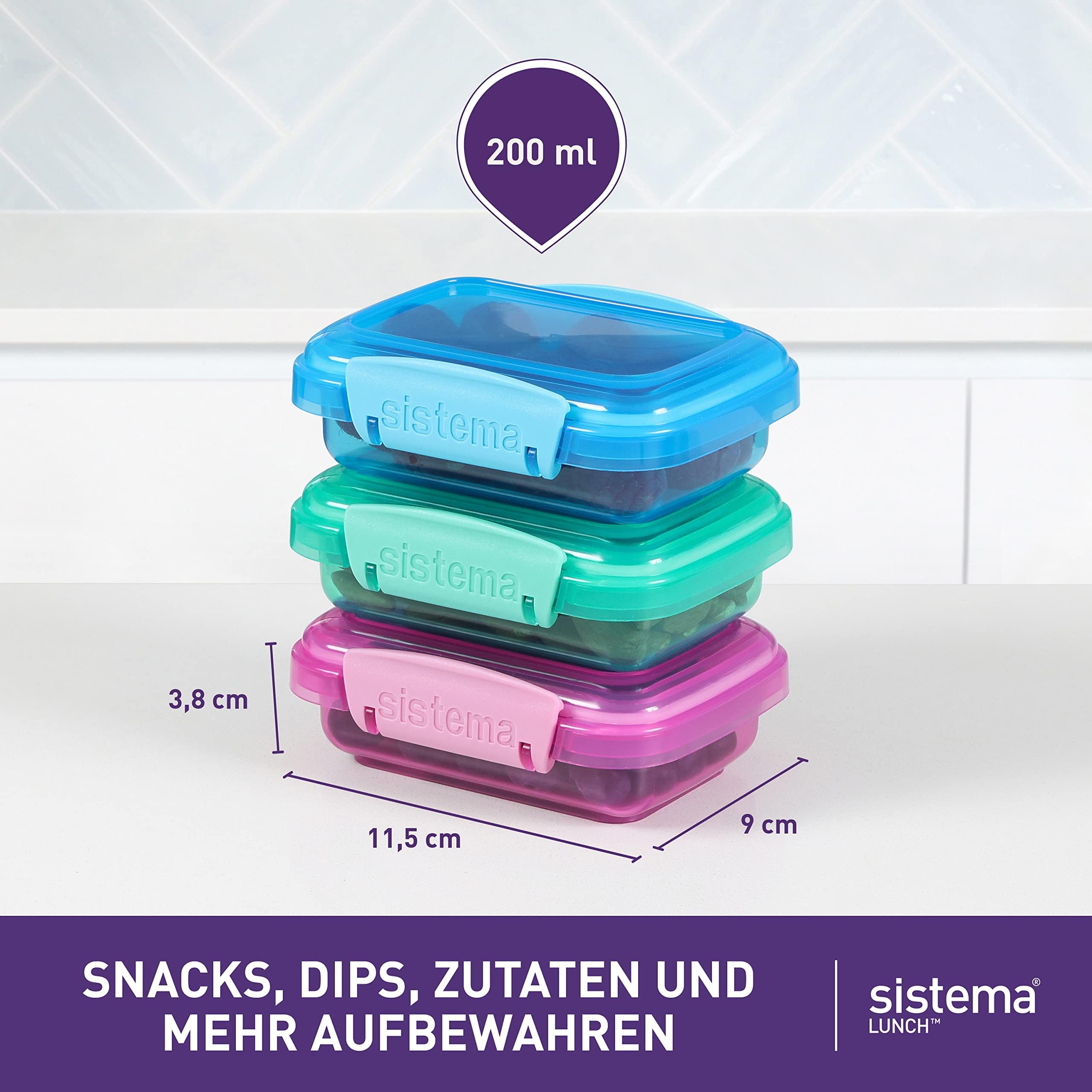 Sistema Lunch Collection blue container saves space with stackable design for refrigerators and cabinets