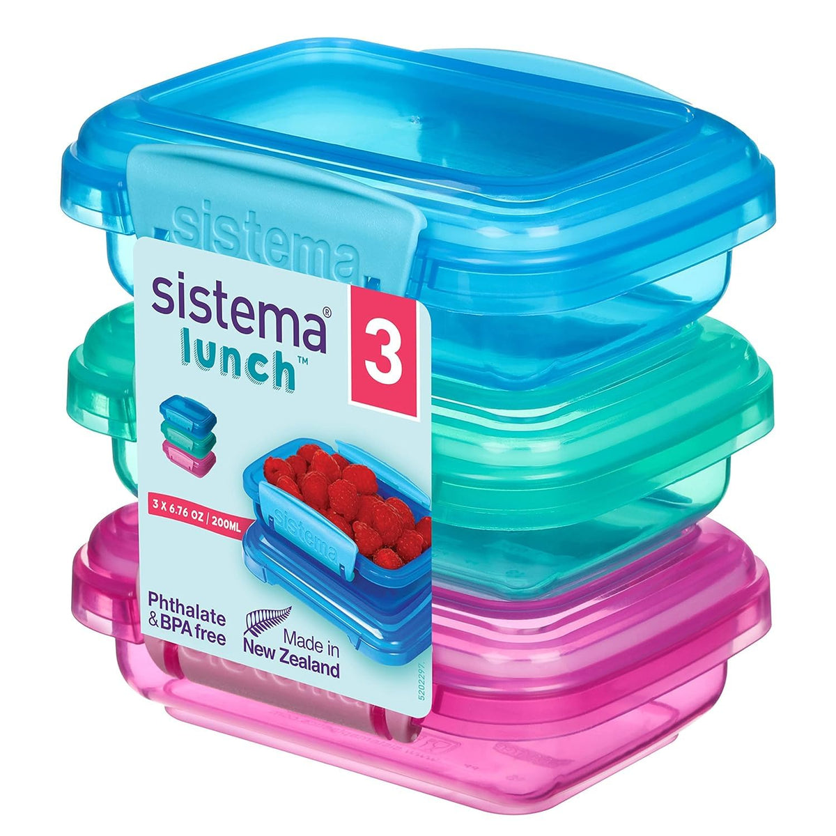 Sistema Lunch Collection pink container with secure lid keeps foods fresh for on-the-go meals