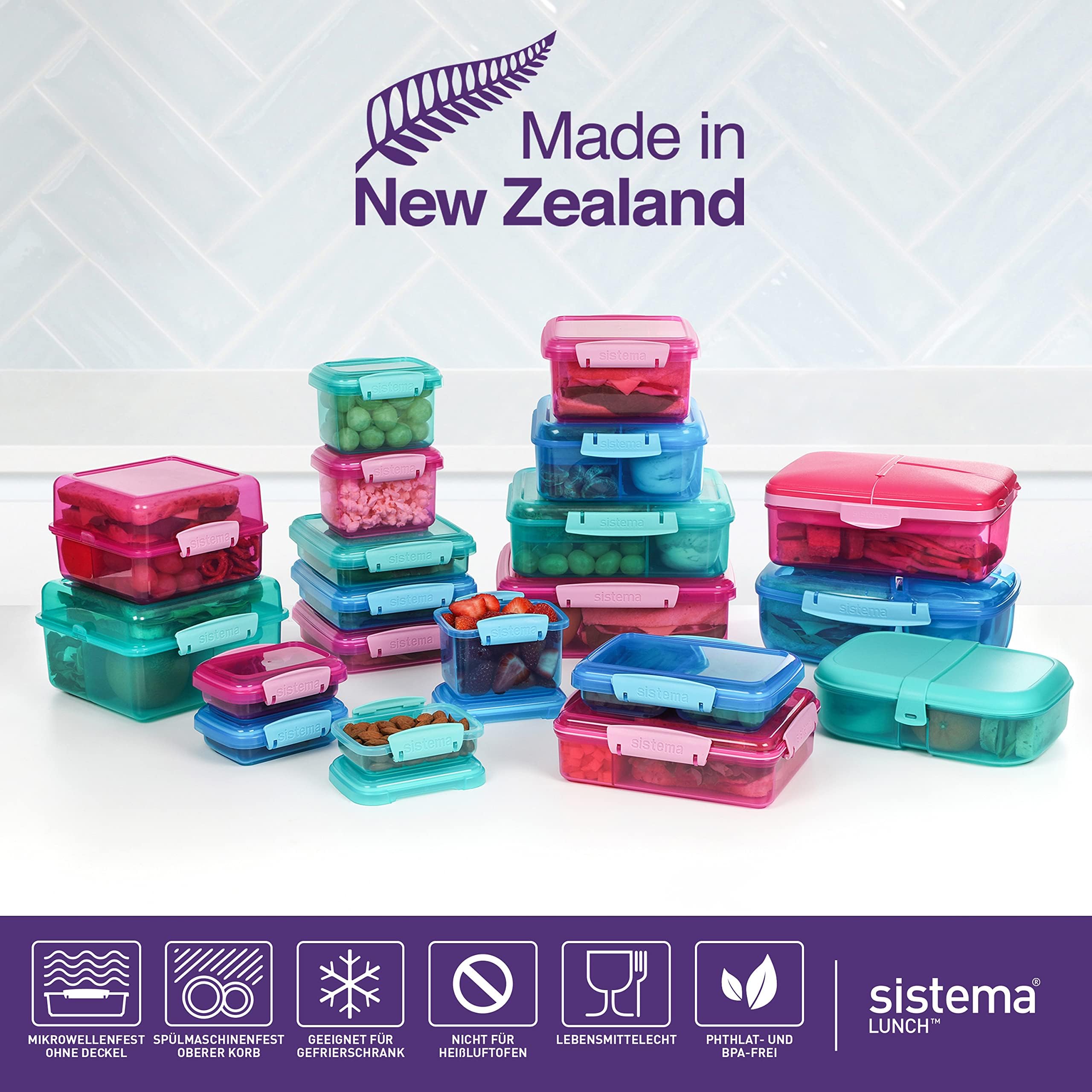 Sistema Lunch Collection top view highlighting compact footprint and colorful lids