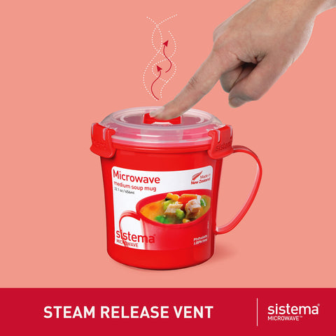 Sistema fridge-freezer-safe mug keeps leftovers stored compactly and ready to reheat.