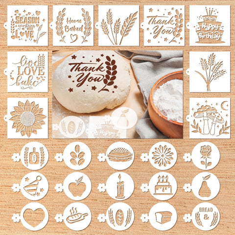Sitsink 6x6 wheat pattern stencil for elegant sourdough decorations.