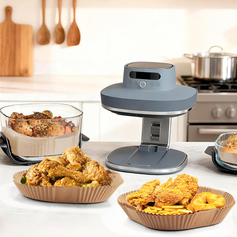 SIUDANGKA Ninja 6-in-1 air fryer liners keeping the basket clean and mess-free.