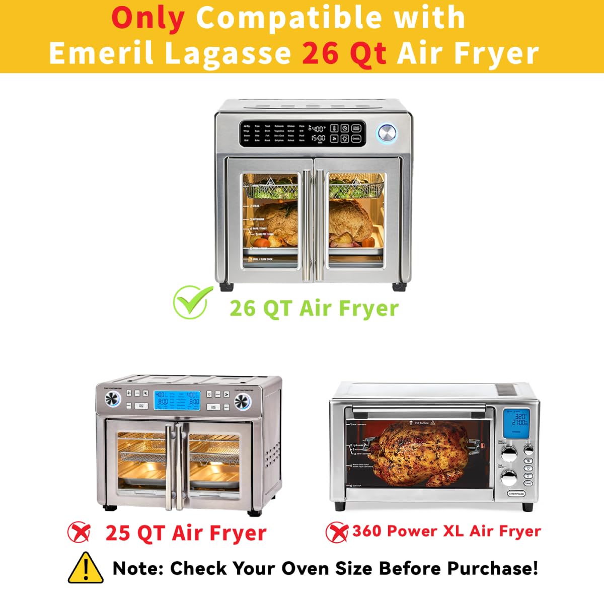 SIUDANGKA oven liners 4pcs for Emeril Lagasse 26 Qt keep interior grease-free.