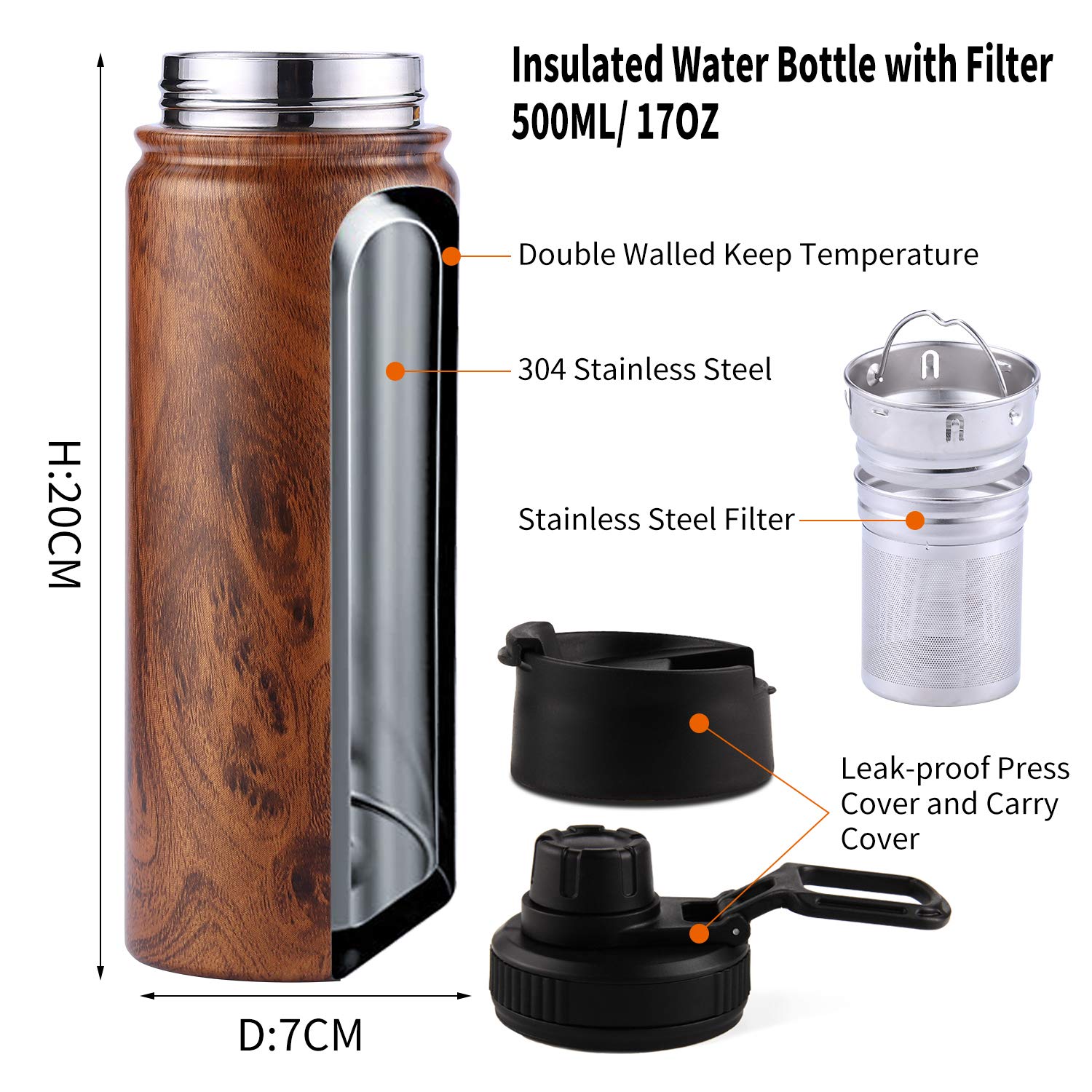 Sivaphe Tea Infuser Bottle double-wall insulation keeps drinks hot or cold