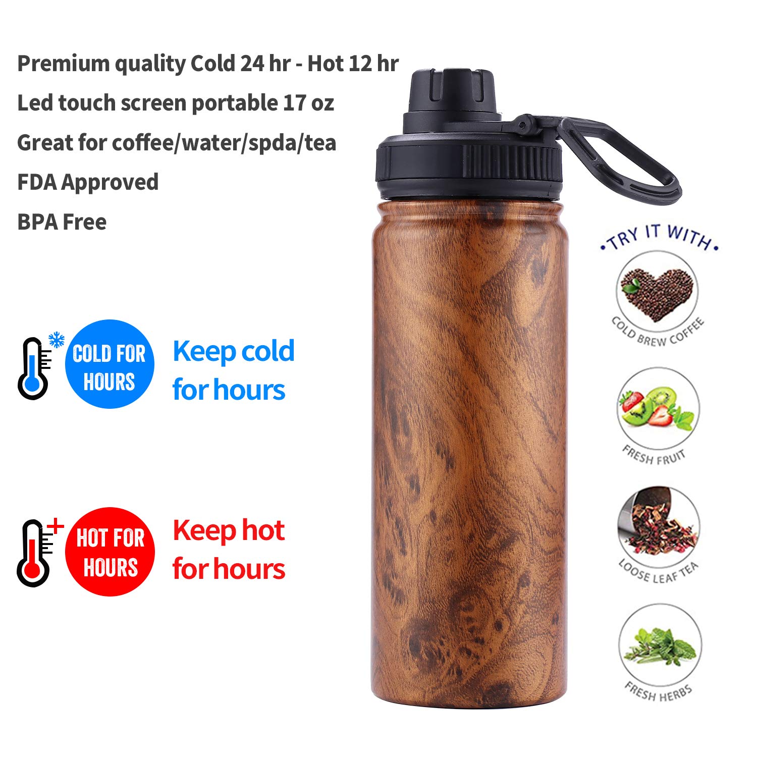 Sivaphe Tea Infuser Bottle leak-proof lids prevent spills during travel