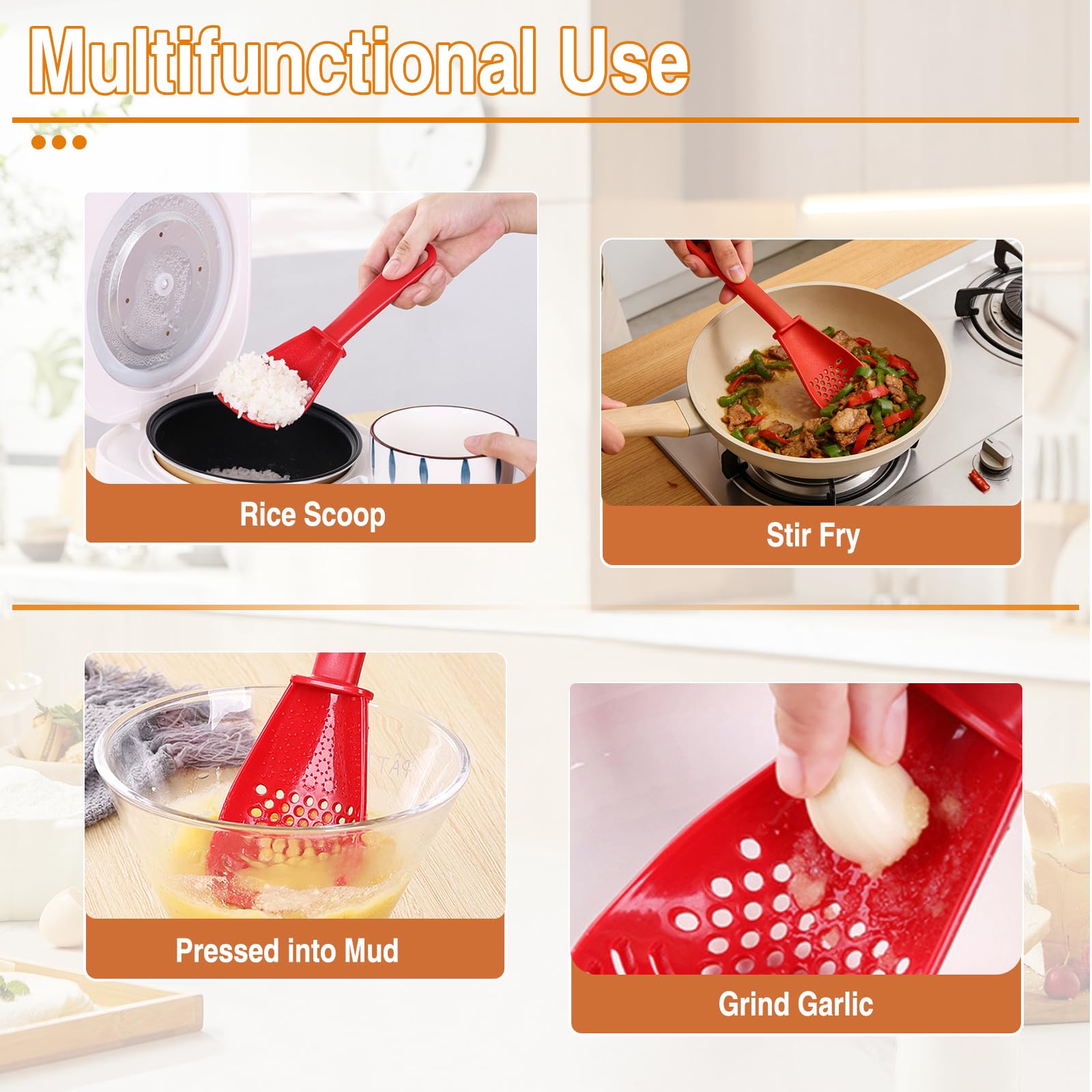 Six-in-One Kitchen Spoon Set built-in drainage holes for quick, tidy draining