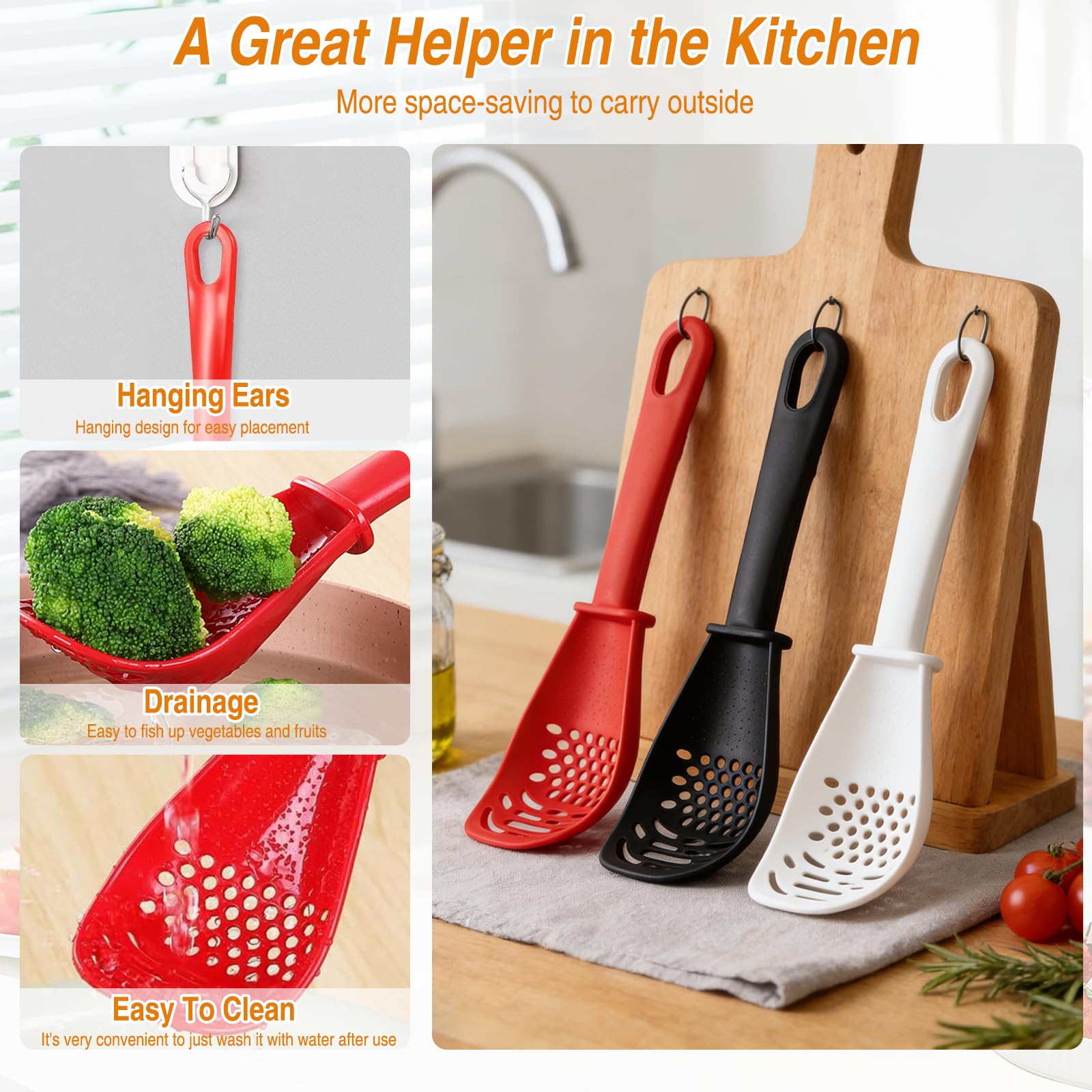 Six-in-One Kitchen Spoon Set ideal for mashing potatoes or garlic