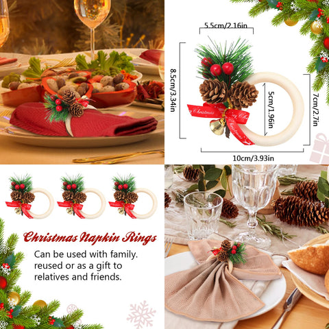 SIYOMG napkin ring holders with red berry accents for elegant gatherings