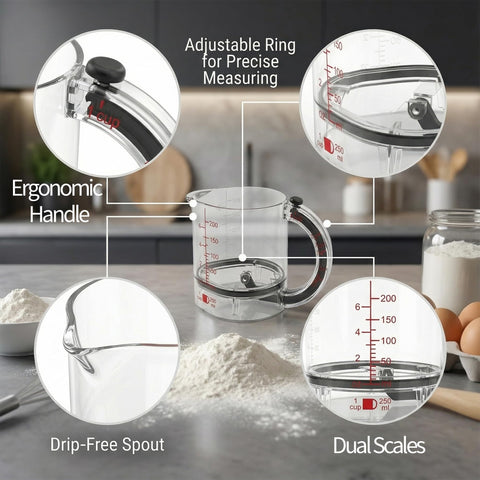 SKAHEE space-saving-measuring-cup fits compact kitchens and drawers.
