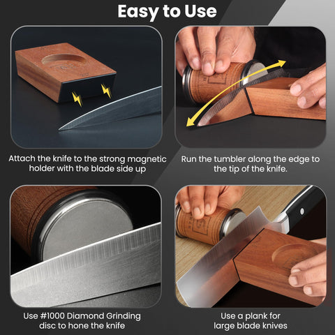 SKÄR rolling sharpener in premium solid wood adds kitchen elegance.