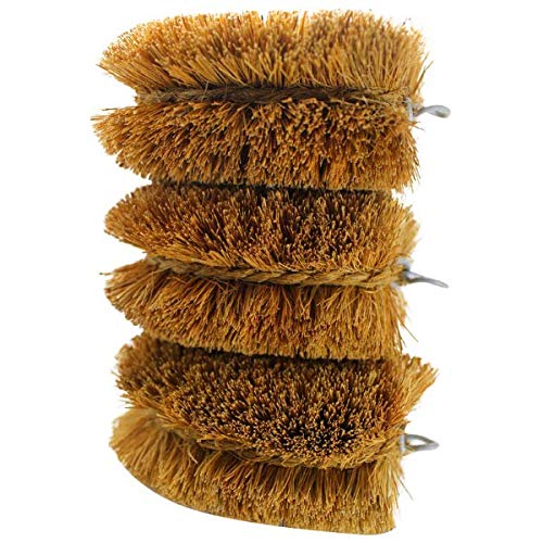 Natural coconut fiber brush for delicate root vegetables cleaning.