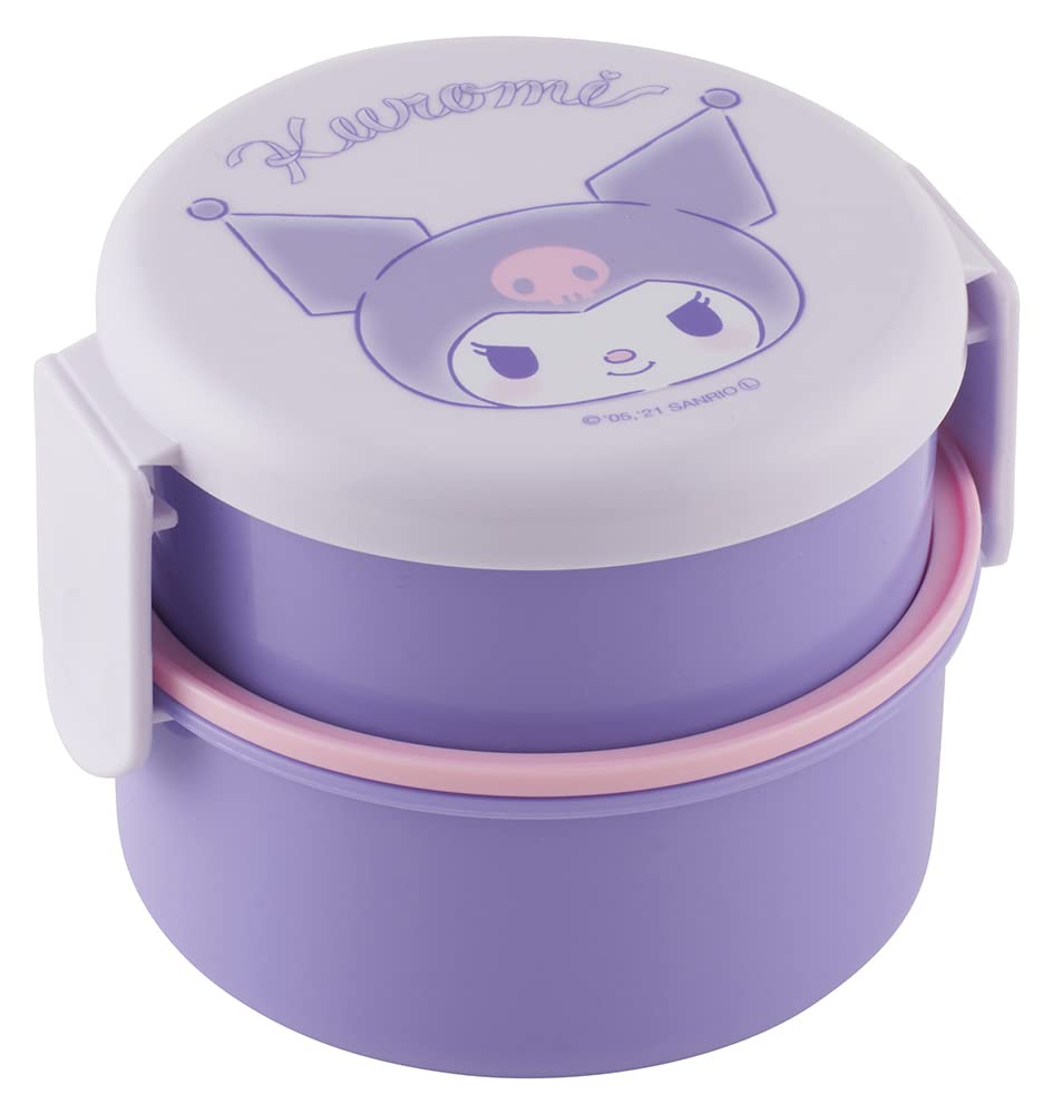 Skater Kuromi 2-tier bento box in purple with dual compartments.