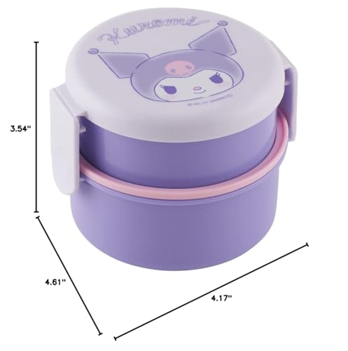 Skater Kuromi bento box includes a mini fork for on-the-go meals.